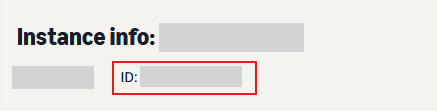 Amazon Marketing CloudのInstance info画面。AMC Instance IDの表示箇所が赤枠で示され、実際のIDはマスクされている